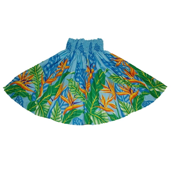 Hawaiian Pa'u Hula Skirt Hawaii Print Blue Flower For womens