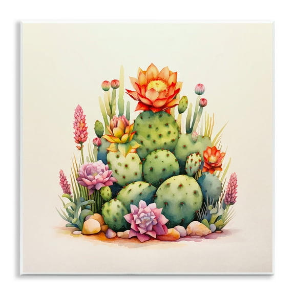 Stupell Industries Desert Spring Cacti Plants & Flowers Painting Unframed Art Print Wall Art, 12 x 12