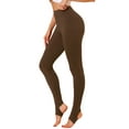 thumbnail image 4 of Women's Cotton Leggings Elastic Waistband Gym Yoga Soft Christmas Stirrup Pants Tights 3XL Brown, 4 of 7