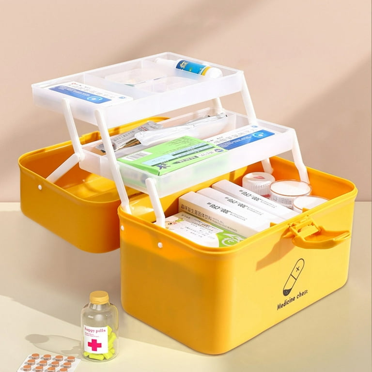 Large Capacity Family Medicine Organizer Box Portable First Aid