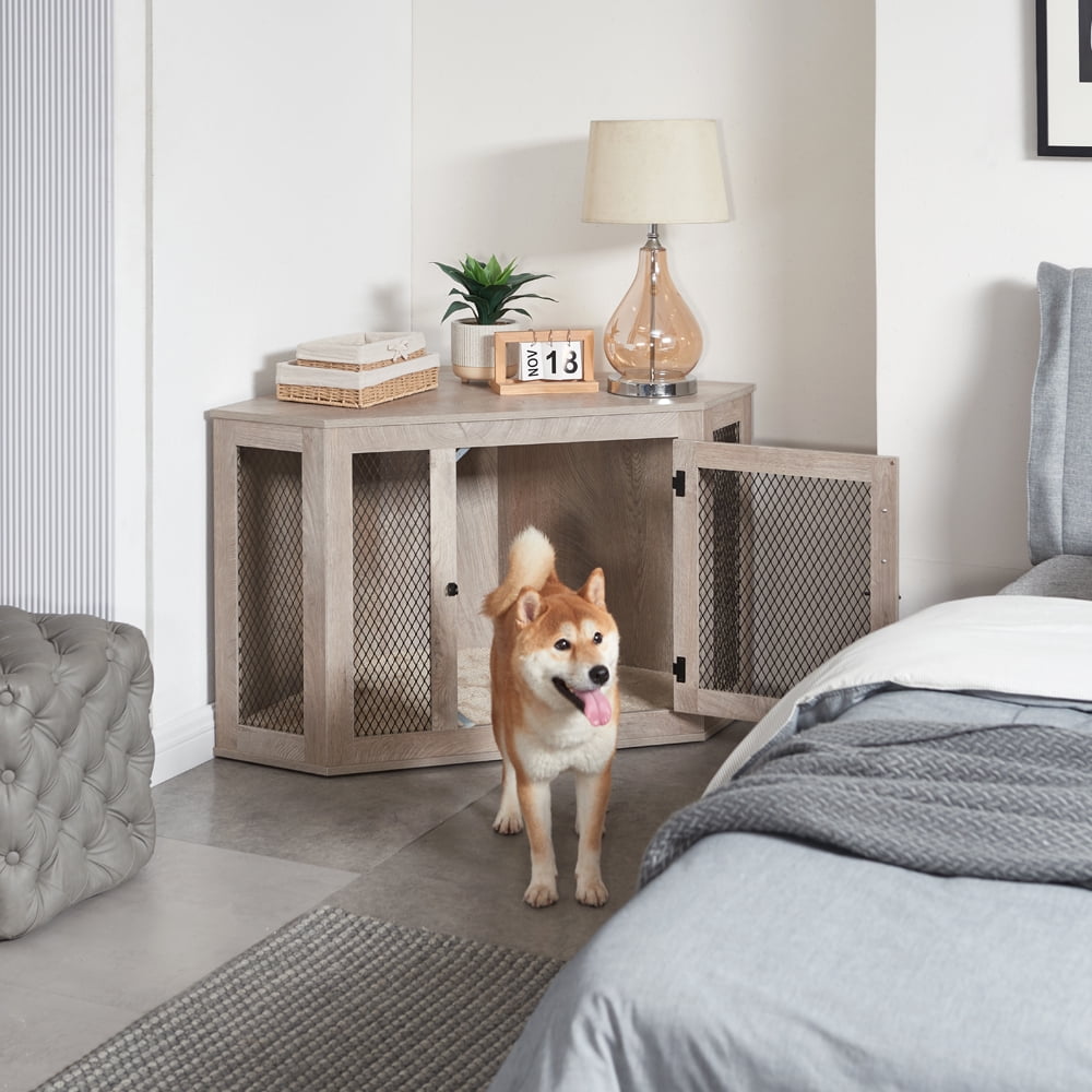 Unipaws Corner Dog Crate Dog Crate Furniture With Cushion Dog Kennel Unipaws Corner Dog Crate Dog Crate Furniture With Cushion Dog Kennel