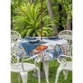 thumbnail image 2 of Orange Blue Starfish Coastal Outdoor Tablecloth - 54 Inch Round Dining Table Cover, Summer Beach Eucalyptus Waterproof Outdoor Table Cloth with Umbrella Hole & Zipper for Picnic/Patio/Party, 2 of 7