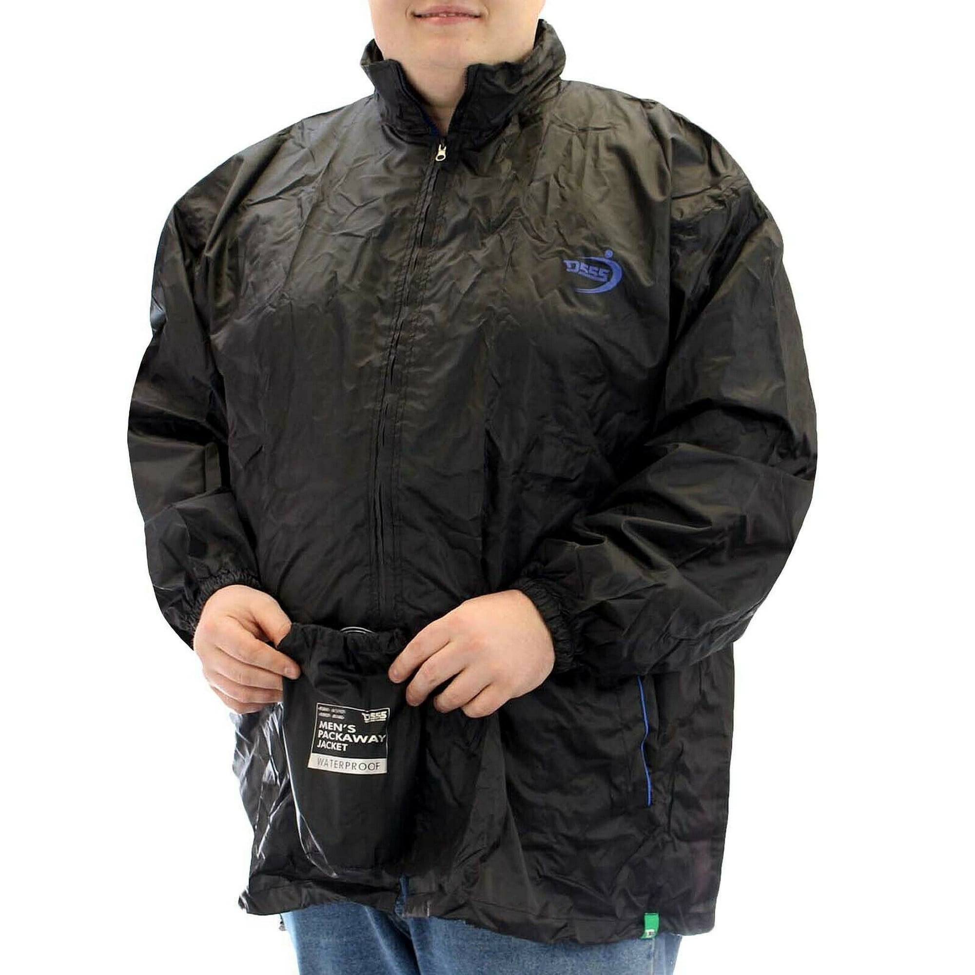 Mens Lightweight Waterproof Jacket Hiking Packaway Camping Garden Work Raincoat 