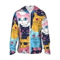 thumbnail image 2 of Lsque Colorful Cats Pattern Art UPF 50+ Lightweight Sun Protection Men's Women's Long Sleeve Shirt, Hoodie Performance -3X-Large, 2 of 9