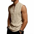 thumbnail image 3 of Guluxicc Men's Tank Tops Drawstring Tie Neck Solid Color Sleeveless Tops Summer Outdoor Casual Beach Shirts, 3 of 8