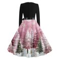 thumbnail image 6 of Women's Casual Fashion V Neck Long Sleeve Christmas Printed Party Vintage Dress for Holiday Events and Retro Style, Perfect for Women's Evening Wear,Pink,XL, 6 of 6