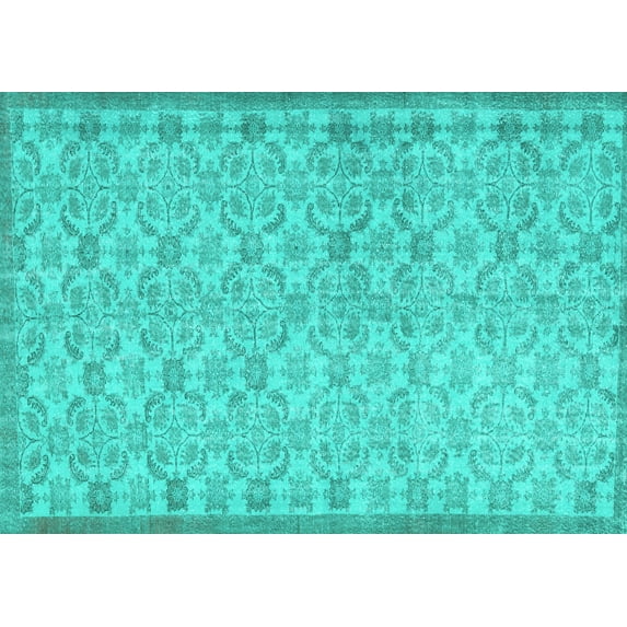 Ahgly Company Indoor Rectangle Persian Turquoise Blue Bohemian Area Rugs, 6' x 9'
