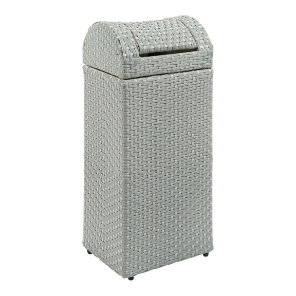 happimess Darla 14.27-Gallon All-Weather Wicker/Metal Swing Top Hideaway Outdoor Trash Can for Package Delivery, Patio Furniture, Cushions, Gardening Tools, Pool Supplies, Mint Blue/White, HPM1201C