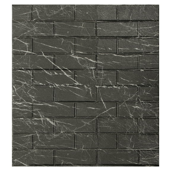 unbranded  3 D Home Waterproof Wall Decal Oilproof Dark Green Wallpaper Tiles Panel Office Black