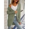 thumbnail image 3 of Suéter con Capucha para Mujer Abrigo Moda Frente Abierto Tejido Irregular Color Puro Cárdigan Informal para Mujer para Otoño Invierno Mujer Verde Guisante L, 3 of 6