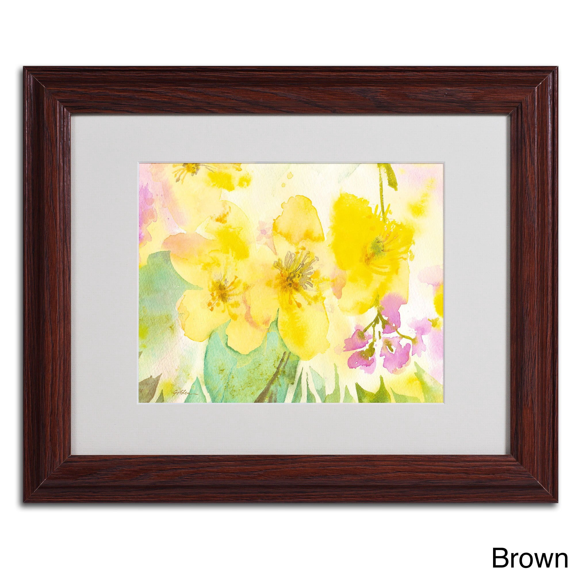 Trademark Sheila Golden "Yellow Trio" Art White Matte With Wood Frame 16" x 20" (SG5677-W1620MF)