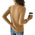 thumbnail image 4 of Womens Button Down Knit Cardigan Long Sleeve Lightweight Open Front Casual Crew Neck Sweater Tops Saffron M, 4 of 5