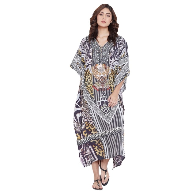 Robe Kaftan Longue Décontractée Ample à Manches Kimono pour Femmes Grande Taille, Tenue de Villégiature, Robe de Soirée, Fête, Été, Plage, Couvre-Maillot
