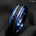 thumbnail image 3 of Tungsten Rings for Men Wedding Bands for Him 8mm Black and Blue Carbon Fiber, 3 of 5