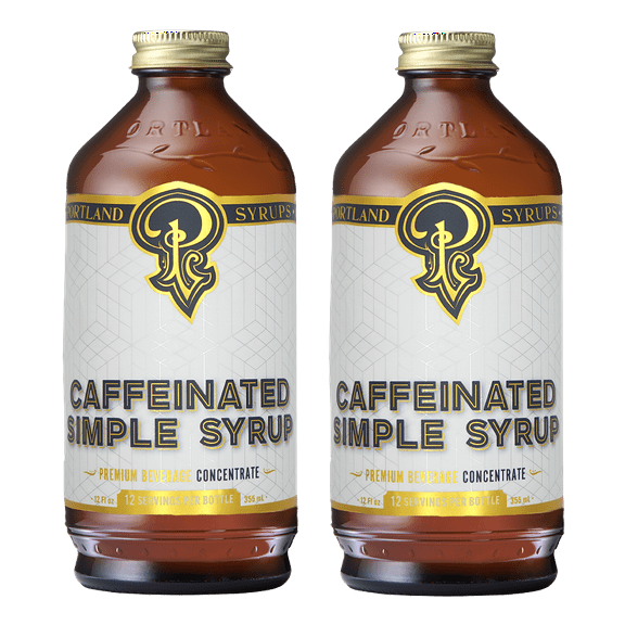 Caffeinated Simple Syrup - Craft Energizing Cocktails, Mocktails, Coffee, Iced Tea, and More - Organic Cane Sugar - 12 oz bottle (Pack of 2)