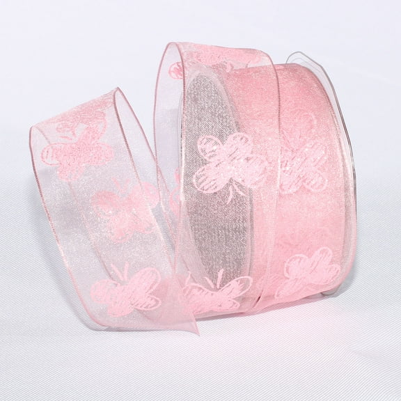 The Ribbon People Baby Pink Spring Butterfly Wired Craft Ribbon 1.5" x 27 Yards