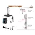 thumbnail image 4 of Boyel Living 12 inches Shower System Ceiling Mount 3-Functions Square Shower Faucet Set with Handheld Shower,Matte Black, 4 of 10