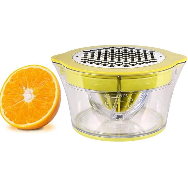 Exprimidores Manuales, Exprimidor Portátil 4 En 1 Para Naranja, Separador De Huevos Con Recipiente De 400 Ml, Rallador De Ajo/Jengibre, Exprimidor De Frutas Manual Multifunción Para Le. Afortunado Sencillez