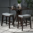 thumbnail image 5 of Noble House Brunet Nailhead 26.15" Fabric Counter Stool, Set of 2, Charcoal, Dark Brown, 5 of 7