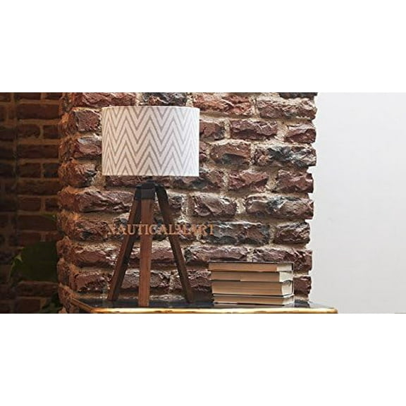 NAUTICALMART Designer Antique Brass Finish Tripod Table LAMP Stand.