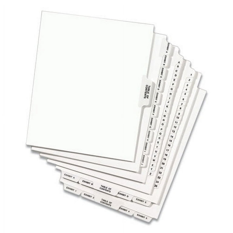 Preprinted Legal Exhibit Side Tab Index Dividers, Avery Style, 26-Tab, 76 to 100, 11 x 8.5, White, 1 Set Preprinted Legal Exhibit Side Tab Index Dividers, Avery Style, 26-Tab, 76 to 100, 11 x 8.5, White, 1 Set