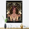 thumbnail image 2 of Designart ' Retro Girl In Golden Art Deco Geometrics I ' Modern Canvas Wall Art Print, 2 of 4