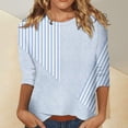 thumbnail image 2 of ZDNIXIAN Womens Long Sleeve Shirts ,Crew Neck Long Sleeve Casual Shirt, Loose Fit Mixed Stripe Pullover Top, Lightweight Relaxed Fit Daily Fashion Tunic, 2 of 6