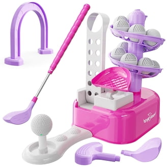 TOPFOX Kids Golf Clubs Toy Set, 6 LED Golf Balls, 3 Custom Clubs