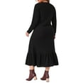thumbnail image 3 of Agnes Orinda Women's Plus Size Dress Ribbed Knit Crew Neck Long Sleeve Ruffled Hem Casual Winter Mixi Dresses 3X Black, 3 of 6