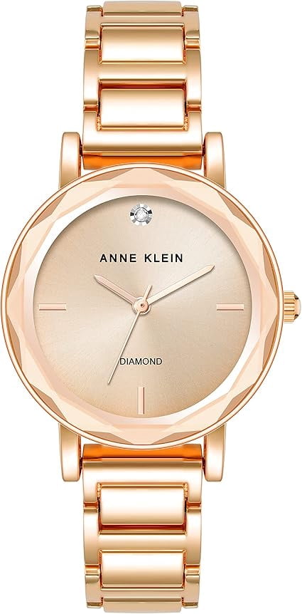 Anne Klein gold tone tan enamel diamond watch NEW BATTERY Rare Anne Klein Ladies Hidden Bracelet Watch 12/7606-7  main image 3