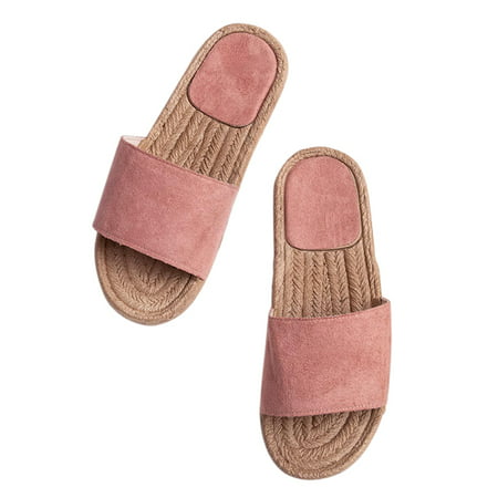 Women Slip On Sandals Slippers Cork Heel Summer Beach Casual Sliders (Best Slippers For Heel Spurs)