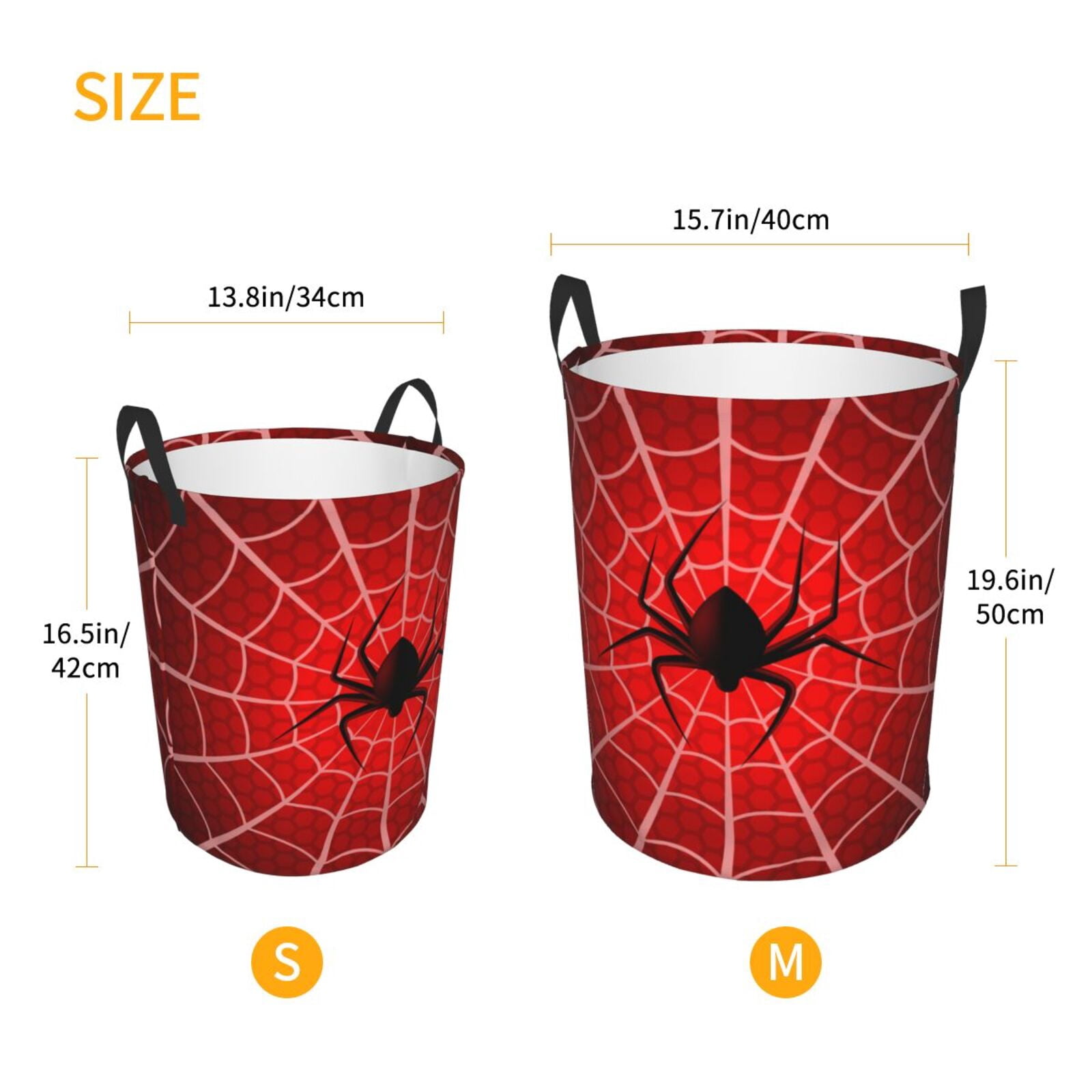 Naloa Spider Web1 Large Laundry Basket Waterproof Round Collapsible Storage bin with Handles for Hamper Kids Room,Toy StorageSmall