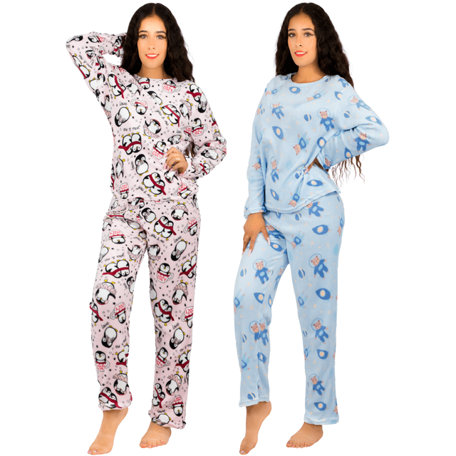 Set De 2 Pijamas Afelpadas Mujer Unitalla Polar Pantalón Sudadera Ropa Invierno