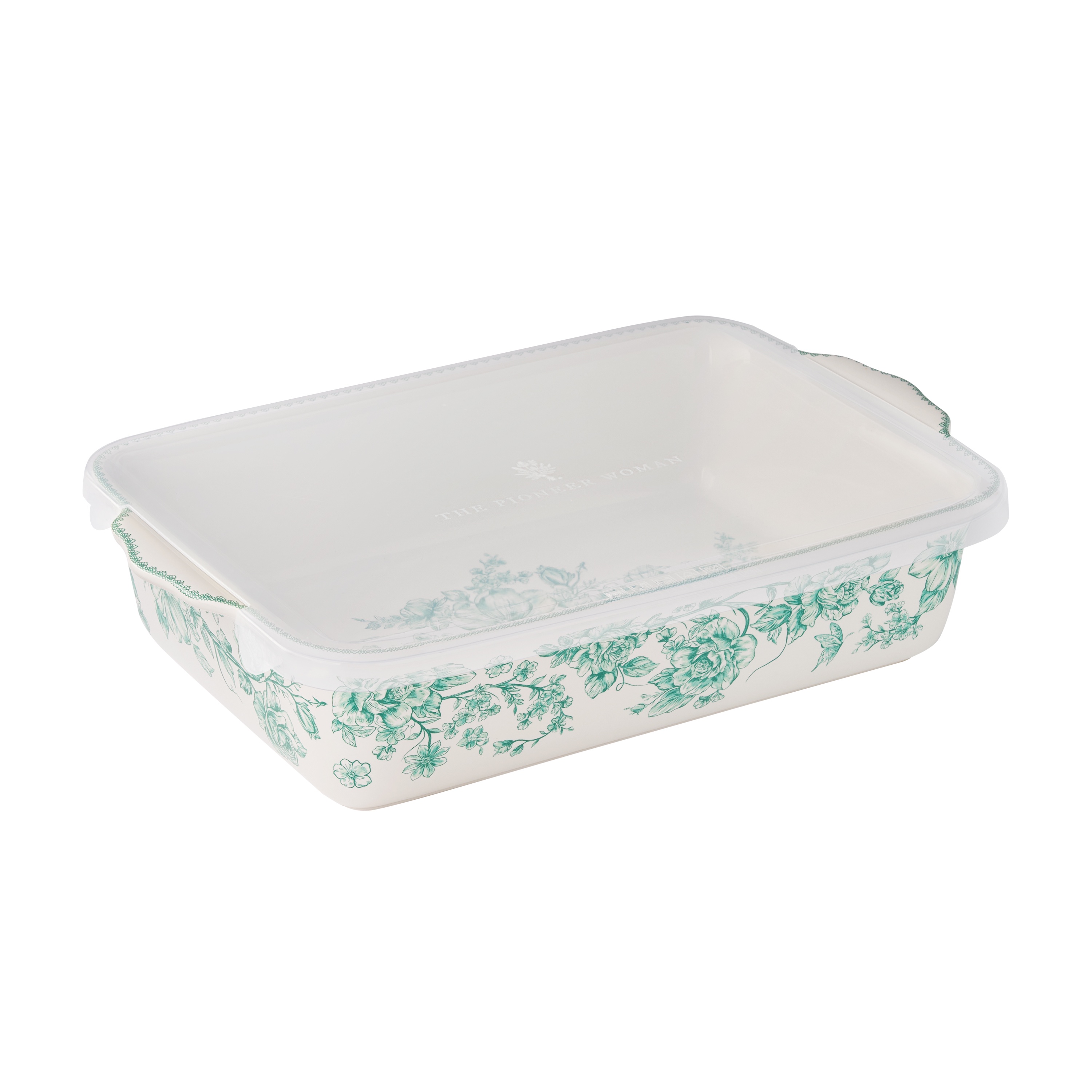 Pioneer Woman Agatha Rectangular Baker with Lid, Green