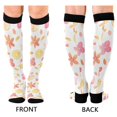 thumbnail image 4 of FORMRS Womens Knee High Socks Casual Long Thick Travel Daily Wear, 2 Pairs, White Floral Orange, 4 of 6