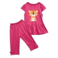 thumbnail image 3 of Piuwrlz Kids Short Sets Boys Girls Summer Outfit Set Printed Round Neck Tight T-Shirt and Shorts Set Hot Pink Size 5 Years, 3 of 6