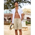thumbnail image 3 of COOFANDY Men's Casual Shorts Khaki 9 inch Regular Fit Beach Summer Shorts Lightweight Elastic Waist Drawstring Shorts, 3 of 6