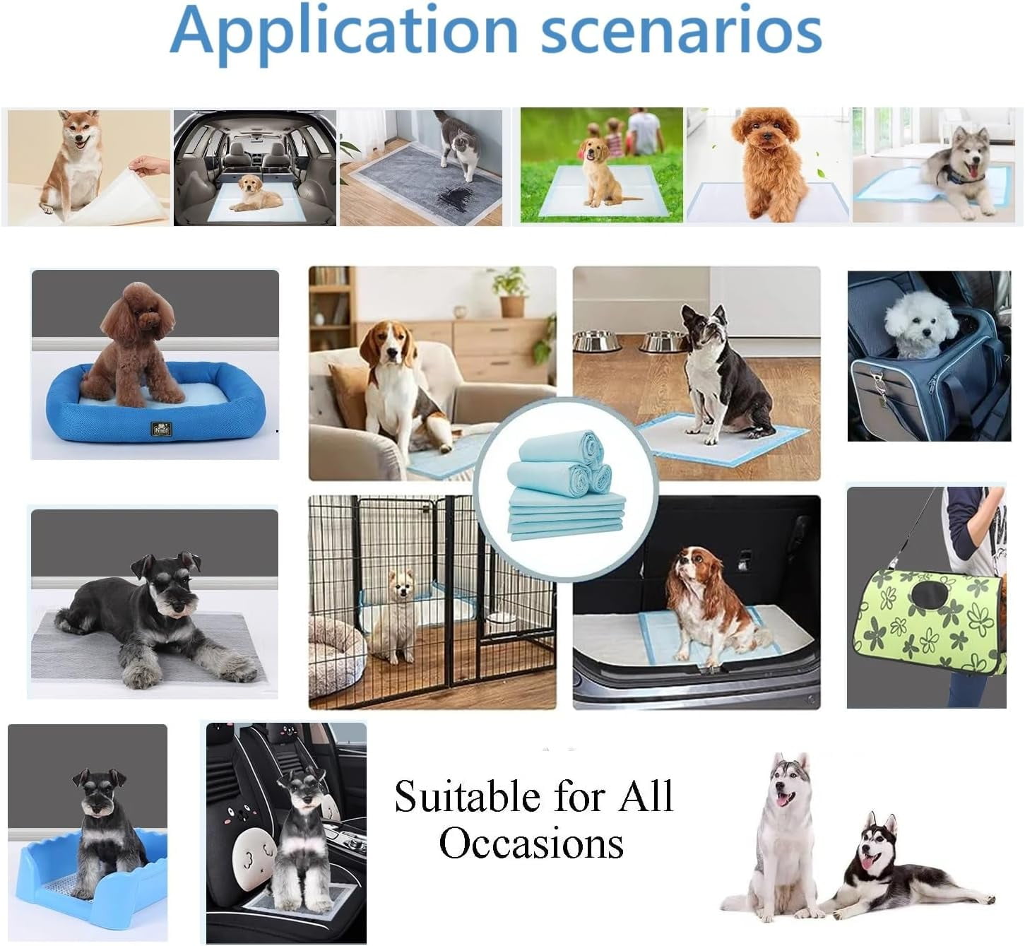 Extra Large Thicker Pet Training and Puppy Pads Doggy Pee Wee Poop Ultra Absorbent Housetraining Disposable Waterproof Mats for Dogs Cats Small Animal Indoors Travel Blue Pee Pads