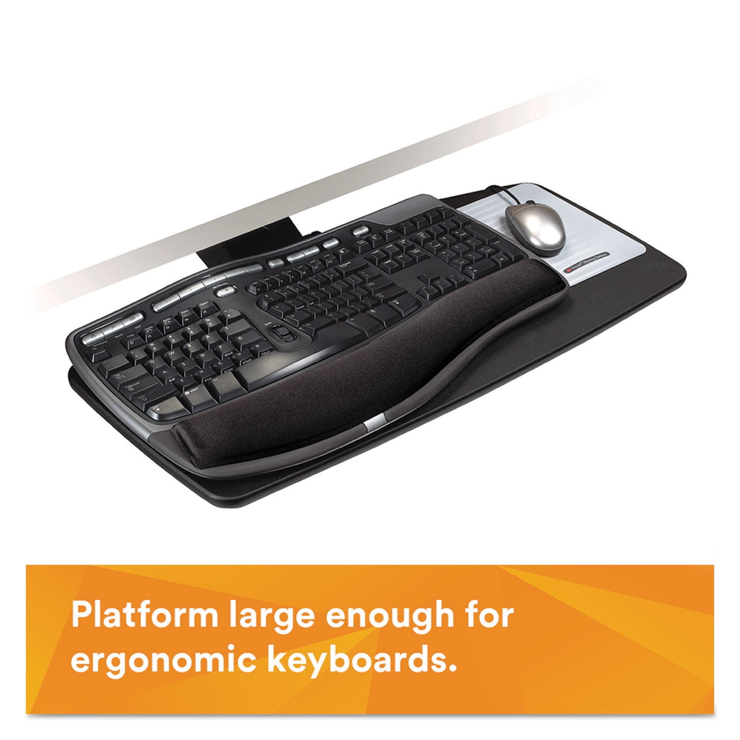 3M Sit/Stand Easy Adjust Keyboard Tray, Standard Platform, 25.5w x 12d, Black -MMMAKT170LE