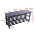thumbnail image 2 of 90cm Strip Pattern 3 Tiers Bamboo Stool Shoe Rack Coffee, 2 of 13