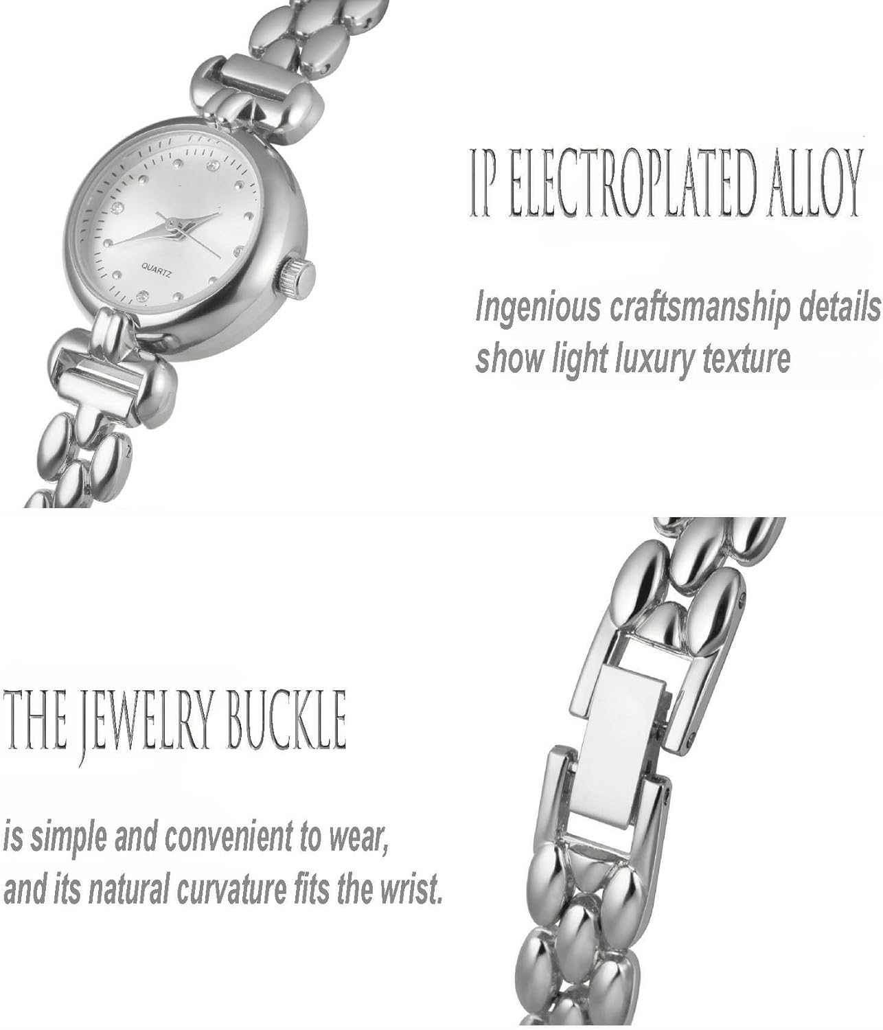 Petite Womens Round Simple Wrist Watch Fashion Dress Diamond Female Watches for Ladies Analog Quartz Stainless Steel Waterproof Watch
