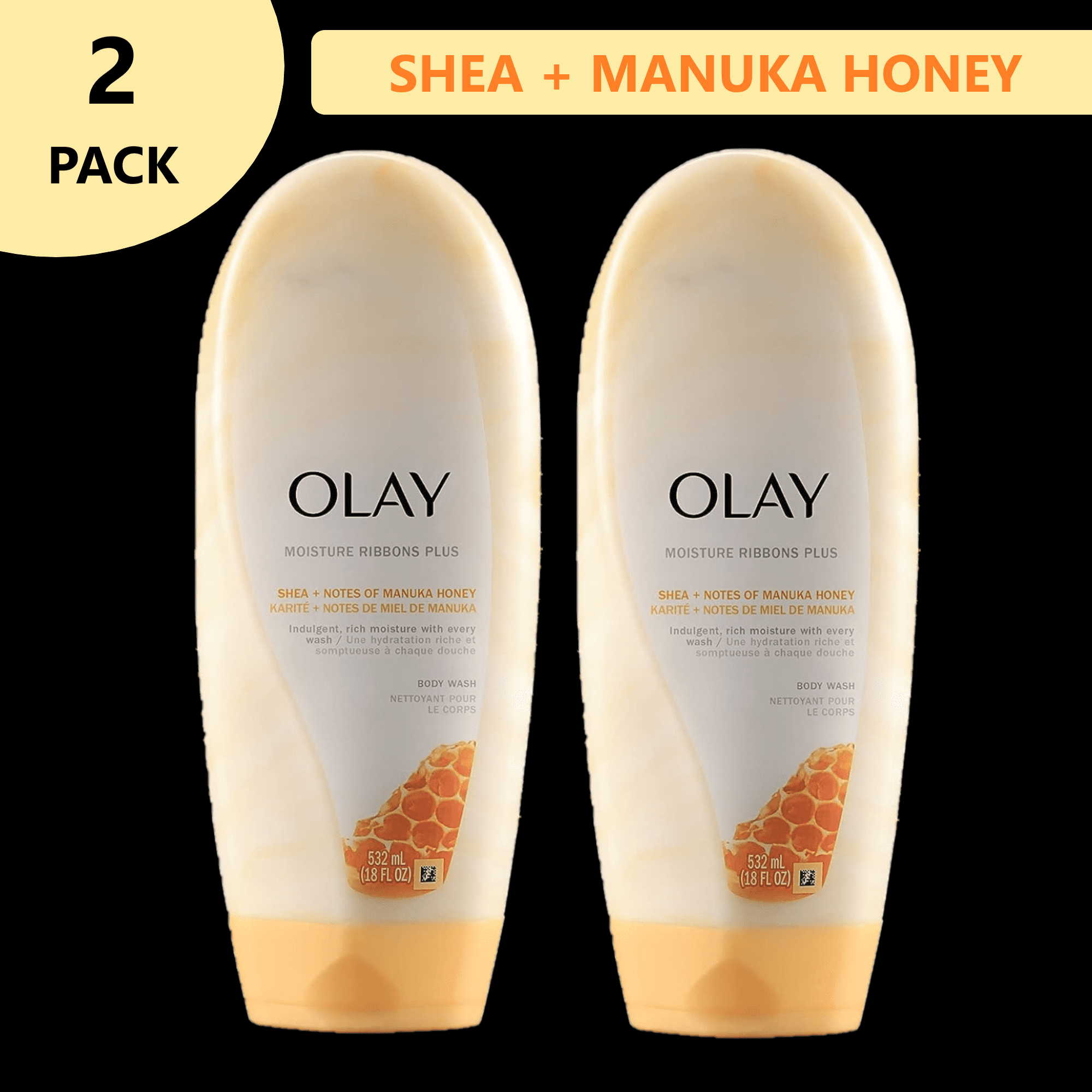 Olay (2 PACK) Moisture Ribbons Plus Body Wash with Shea + Notes of