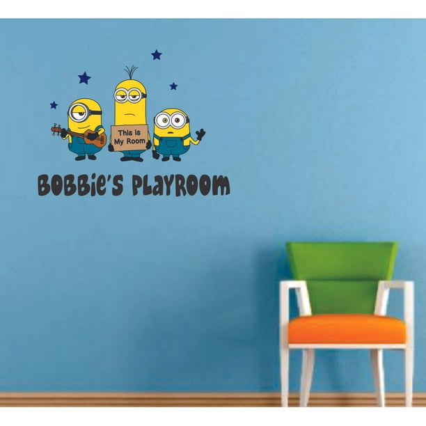 Minions Despicable Me Playroom Cartoon Customized Wall Decal Custom Vinyl Wall Art Personalized Name Baby Girls Minions Despicable Me Playroom Cartoon Customized Wall Decal Custom Vinyl Wall Art Personalized Name Baby Girls