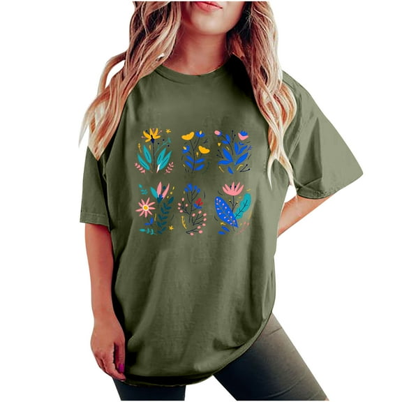Lightweight Tops & Blouses Blue Print Blouses for Women Placed By Me Womens Summer Tops 2025 Casual Dressy Short Sleeve Summer Shirts for Teens Modest