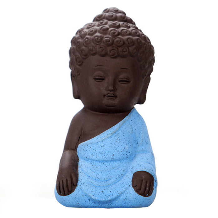 Ceramic Crafts Buddha Statue Buddhism Sculptures Small Monks Figurine Tea Pet 
