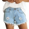 thumbnail image 2 of Womens Jean Shorts High Waisted Summer Stretchy Casual Elastic Waist Denim Shorts with Pockets, 2 of 8