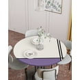 thumbnail image 2 of Minimalist Purple Color Block Fitted Round Tablecloths Elastic Edged Table Covers 55"-60",Geometric Art Black Stripe Waterproof Dining Room Table Cloth for Kitchen Holiday Party Tables Decor, 2 of 6