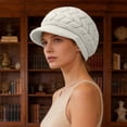 thumbnail image 2 of HOSIA Winter Slouchy Beanie Cap with Visor Brim Snow Ski Caps Cold Weather Warm Ski Skull Cap Cute Slouchy Cap Chunky Soft Slouchy Cap Winter Hats with Visor Gorras Para Mujer Outdoor Warm Beige, 2 of 5