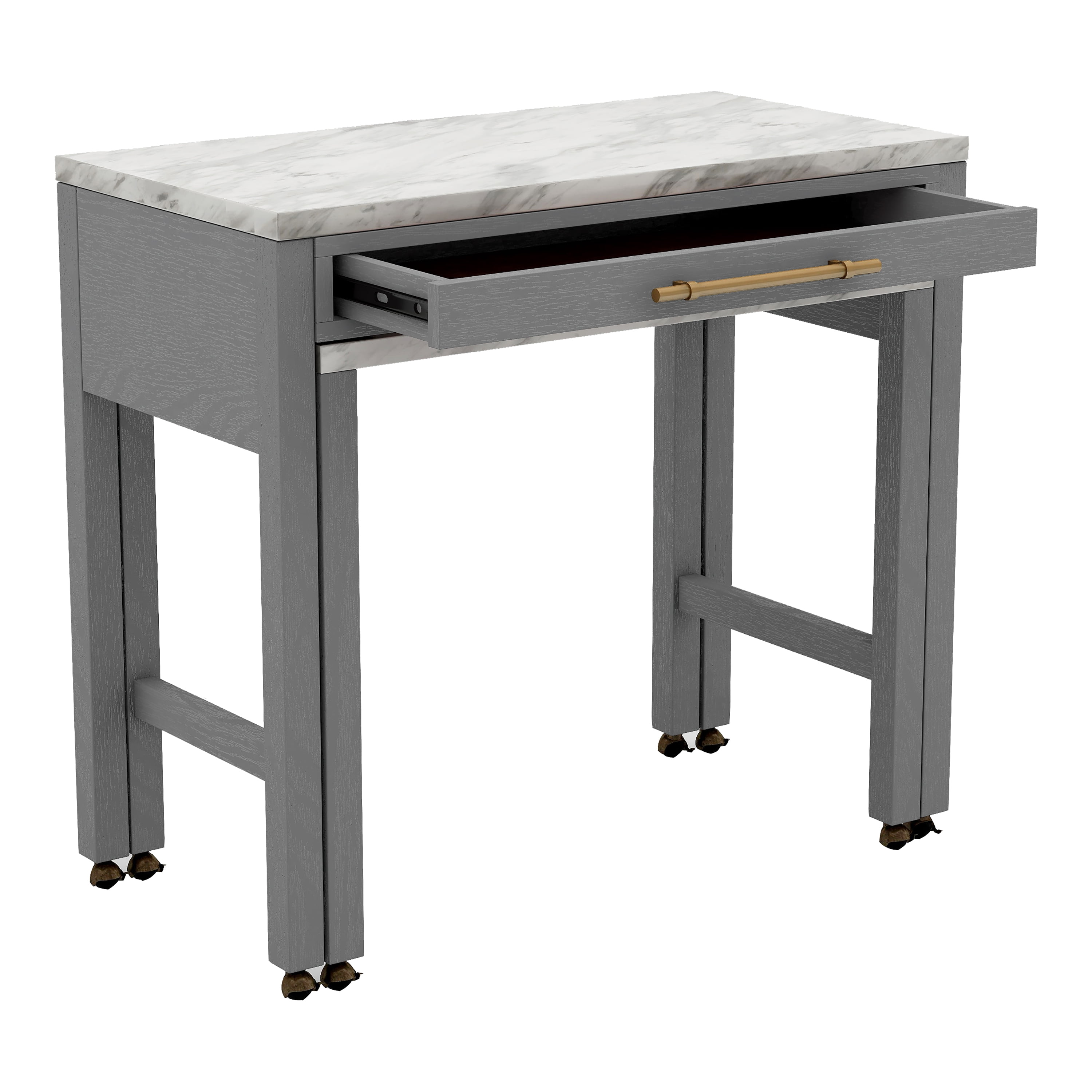 Furniture of America Clara 1-Drawer Wood Light Gray Nested Counter Height Dining Table with Wheels