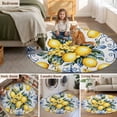 thumbnail image 6 of Round Area Rug 8Ft, Yellow Lemon Non-slip Area Rugs Carpet for Living Room/Bedroom/Bathroom/Kitchen, Middle Century Blue Italian Textured Washable Throw Floor Mat Indoor Outdoor Entrance Doormat, 6 of 9